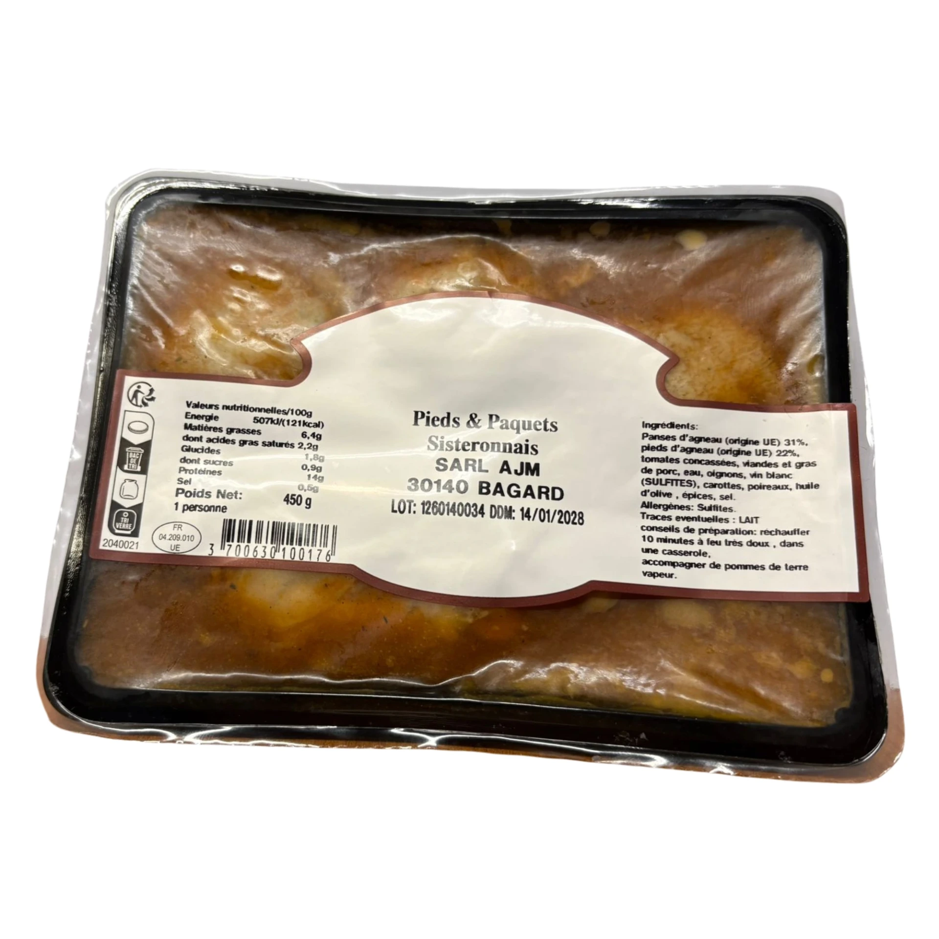 Pieds et Paquets en Barquette