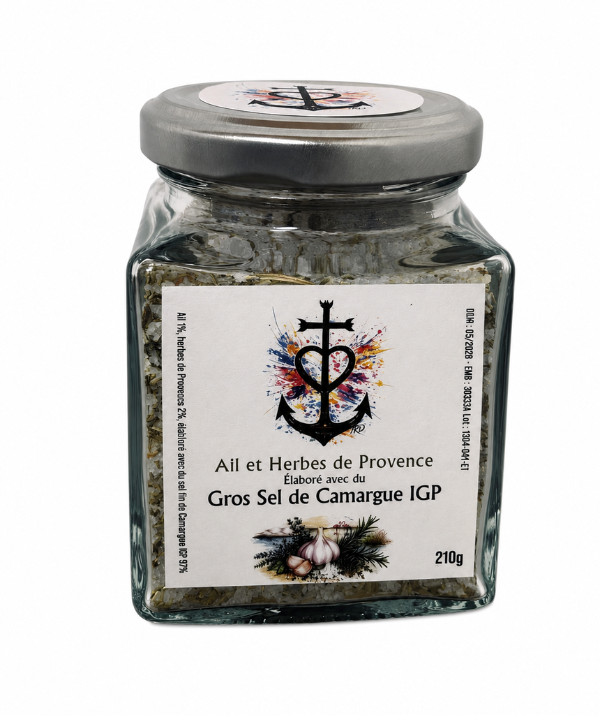 [POT-GRS-AHP-210] Pot à Gros sel - Ail & Herbes de Provence - 210g